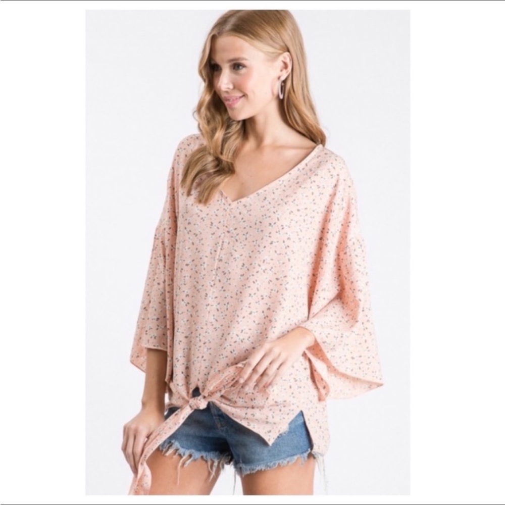 💎Marked Down💎 V neck floral dolman sleeve top with front tie